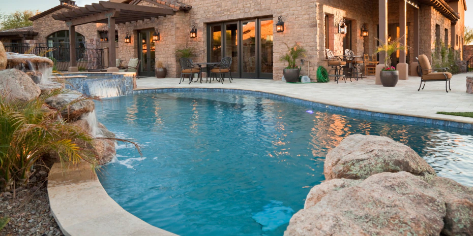 custom pool design with mini falls